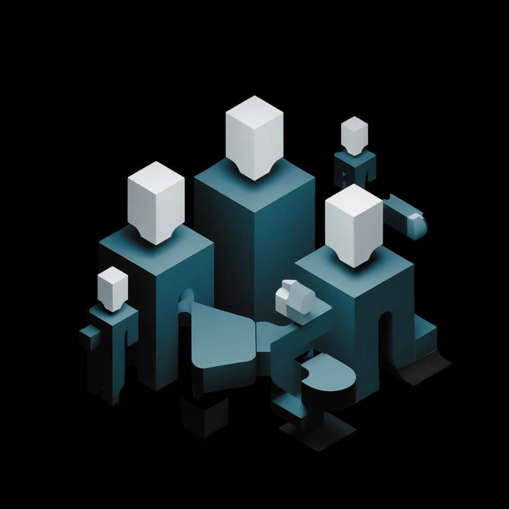 Minimal 3D illustration representing SKIVENTURES digital product and design work